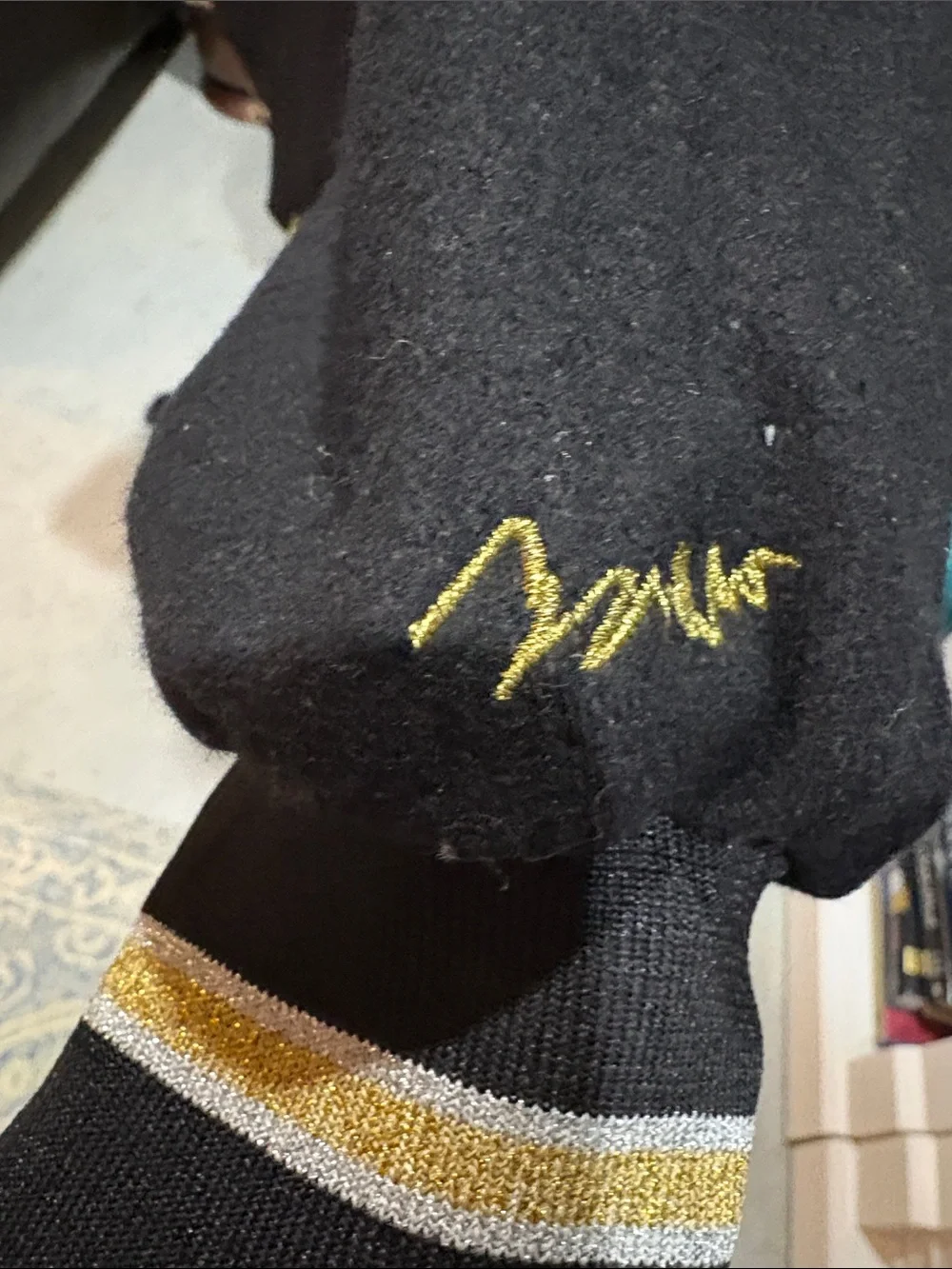 COOGI Black Bomber Jacket with Gold Trim and Crest